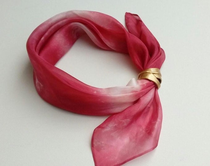 Small Red Scarf With Pendant, Silk Scarf For Women