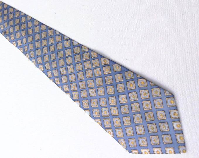 Silk Tie, Elegant Blue and Yellow Tie For Wedding, Handmade Unique Tie For a Husband, Anniversary Gift