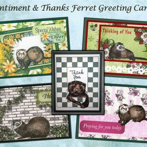 Handmade Ferret Greeting Cards Sentiment & Thank You image 1