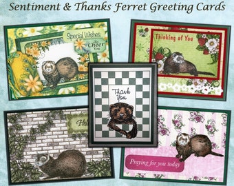 Handmade Ferret Greeting Cards Sentiment & Thank You