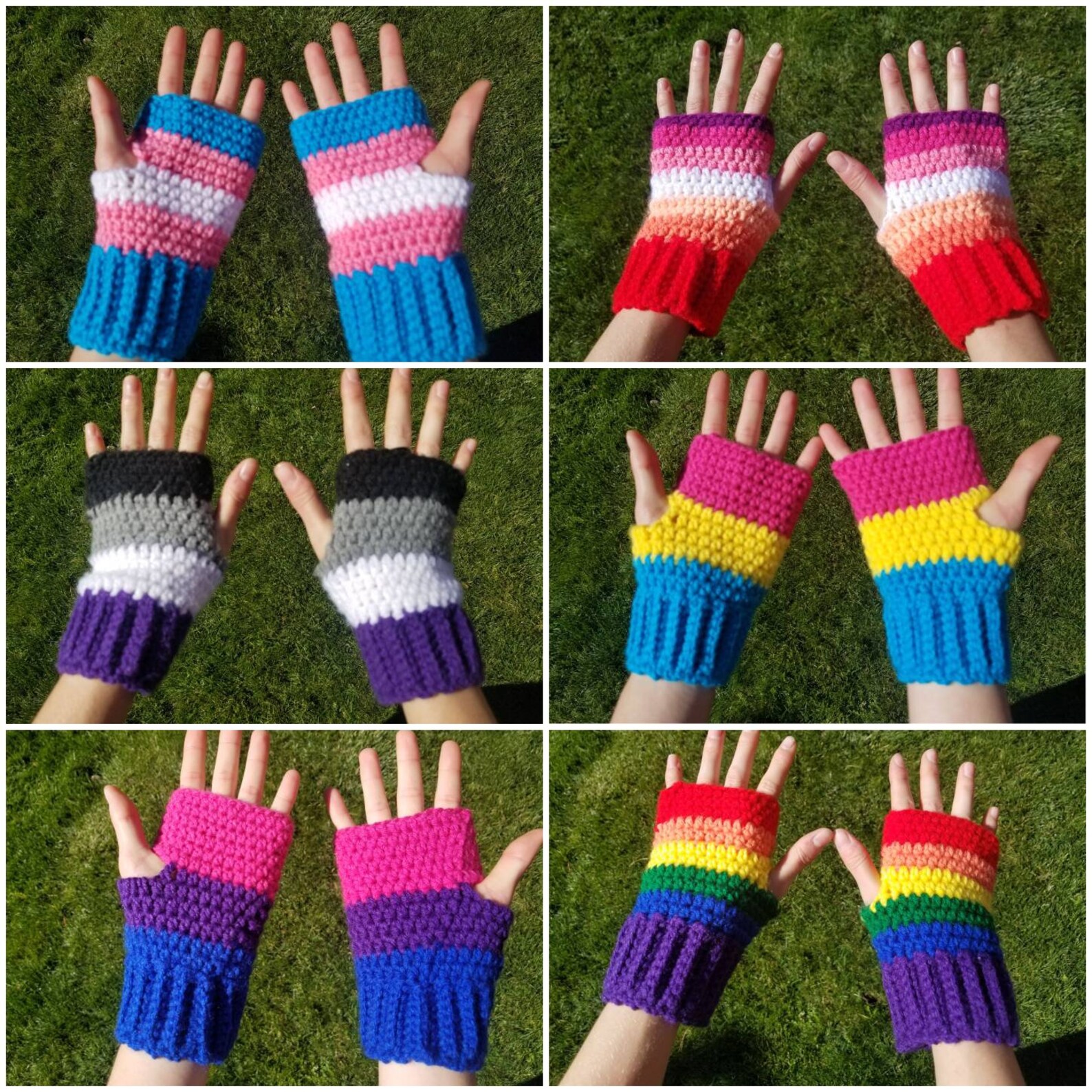 LGBT Fingerless Gloves / Agender / Aro / Ace / Bi / Butch / Etsy Canada