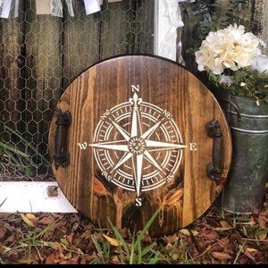 Lazy Susan, Serving Tray, Turntable, Farmhouse, Compass, Vintage Compass