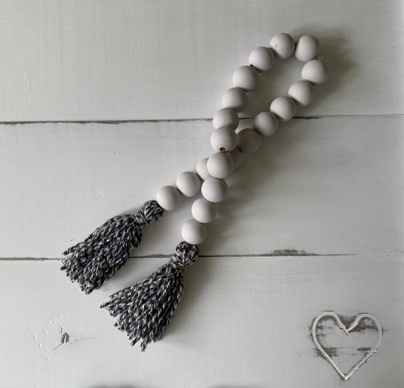Wood Bead Garland, Farmhouse Beads, Farmhouse Garland