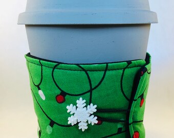 Cup Cozy Reusable Christmas Lights - Environmentally Friendly Cup Sleeve Expands Fits Most Coffee Tea Mug Hot Cold Cozies FREE SHIPPING