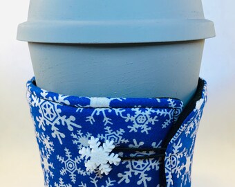 Cup Cozy Reusable Snowflakes Christmas - Environmentally Friendly Cup Sleeve Expands Fits Most Coffee Tea Mug Hot Cold Cozies FREE SHIPPING