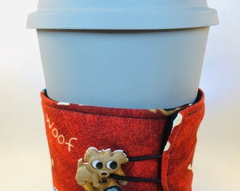 Cup Cozy Reusable Puppy Dog Puppies Red - Environmentally Friendly Cup Sleeve Expands Fits Most Coffee Tea Mug Hot Cold Cozies FREE SHIPPING