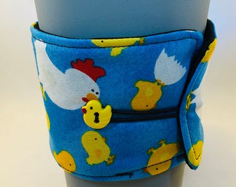 Cup Cozy Reusable Farm Chicken Fun Humor- Environmentally Friendly Cup Sleeve Expands Fits Most Coffee Tea Mug Hot Cold Cozies FREE SHIPPING