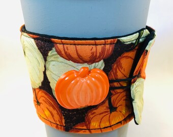 Cup Cozy Reusable Pumpkin Spice - Environmentally Friendly Cup Sleeve Expands Fits Most Coffee Tea Mug Hot Cold Cozies FREE SHIPPING