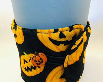 Cup Cozy Reusable Jack-o-Lantern Pumpkin- Environmentally Friendly Cup Sleeve Expands Fits Most Coffee Tea Mug Hot Cold Cozies FREE SHIPPING