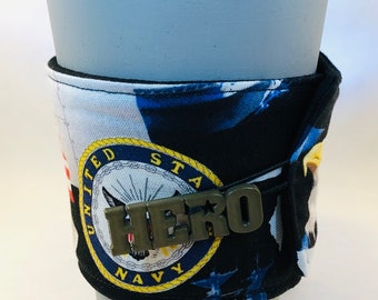 Cup Cozy Reusable US Navy Patriotic- Environmentally Friendly Cup Sleeve Expands Fits Most Coffee Tea Mug Hot Cold Cozies FREE SHIPPING