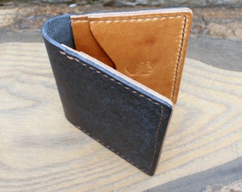 Horween leather bi fold wallet with money clip etsy Horween leather bi fold wallet with money clip etsy