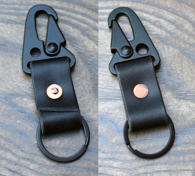 Carabiner Key Fob Keyring Leather Key Holder. Black Etsy