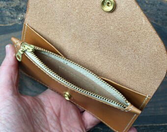 Trucker-style Snap Mid-wallet With Zipper Pouch, Biscuit Buttero