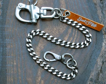 Heavy Link Steel Chain Wallet Keychain Biker Rocker Zakk Wylde
