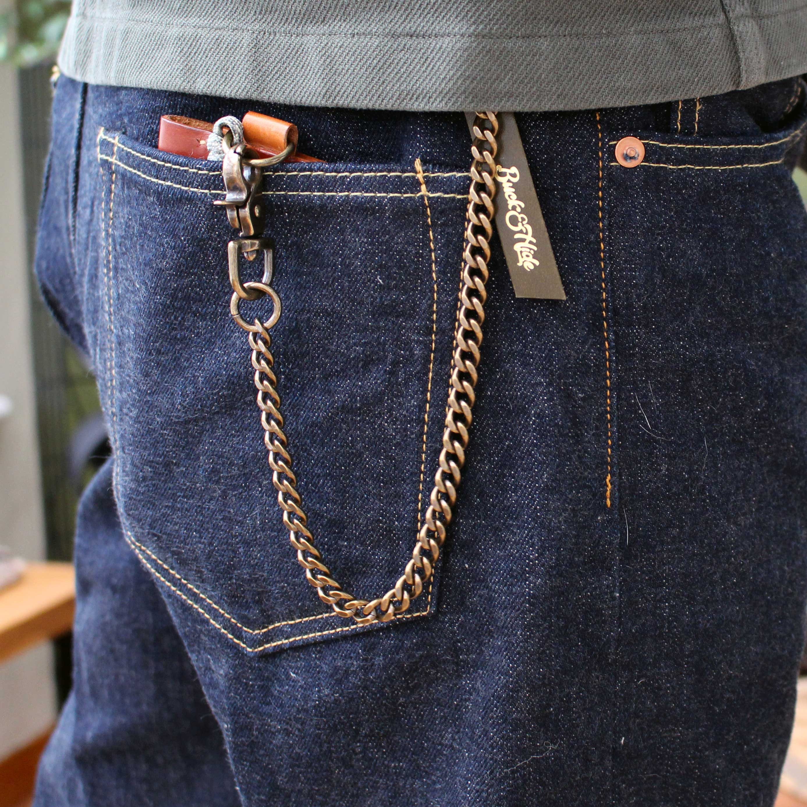 BIKER WALLET CHAIN / Nickel Plate / Solid Brass / Fish Hook