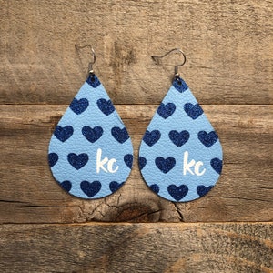 I Love KC Powder Blue Leather Earrings