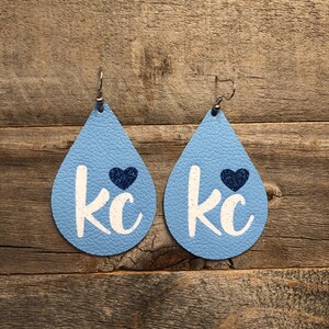 KC Love Powder Blue Leather Earrings