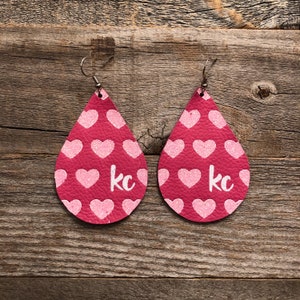 I Love KC Hot Pink Leather Earrings
