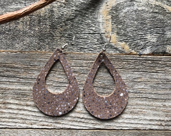 Taupe "Stingray" Leather Earrings