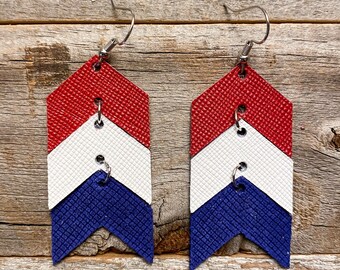 Independence Chevron Leather Earrings