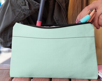 Green Makeup Organizer Bag, Personalized Accessory Pouch, Custom Makeup Bag, Small and Large Cute Makeup Bag