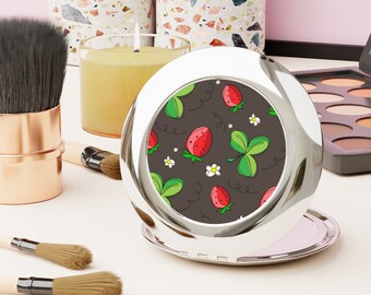 Compact Travel Mirror, Circle Mirror, Lipstick Mirror, Shiny Metal Mirror for Purse, Cute Hand Held for Pocket or Makeup Bag