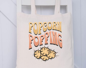 Popcorn Popping Reusable Canvas Tote Bag I Love popcorn tote bag gift for her for him LDS missionary gift Canvas gift bag popcorn tote