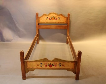 1 of 2 1920 s Signed Monterey Bed With Hand Painted Flowers