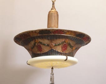 47484. 1920’s Polychrome Pendant With Glass
