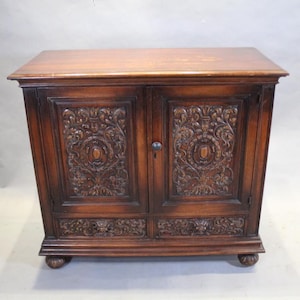 17336. Spanish Revival Carved 1920&#39;s Sideboard Made In Los Angeles Walnut