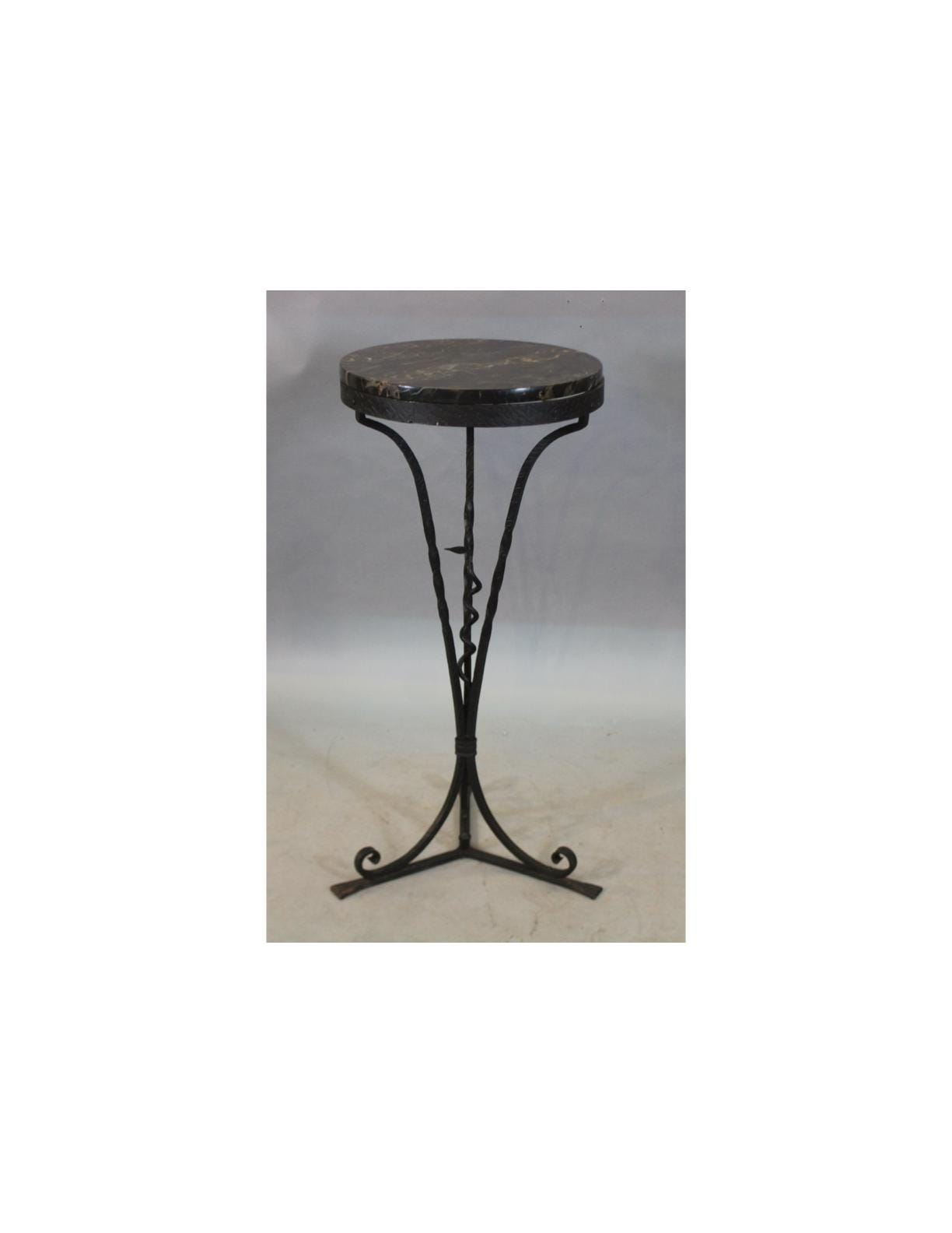 43358. Antique Spanish Revival 1920's Iron and Marble Side Table