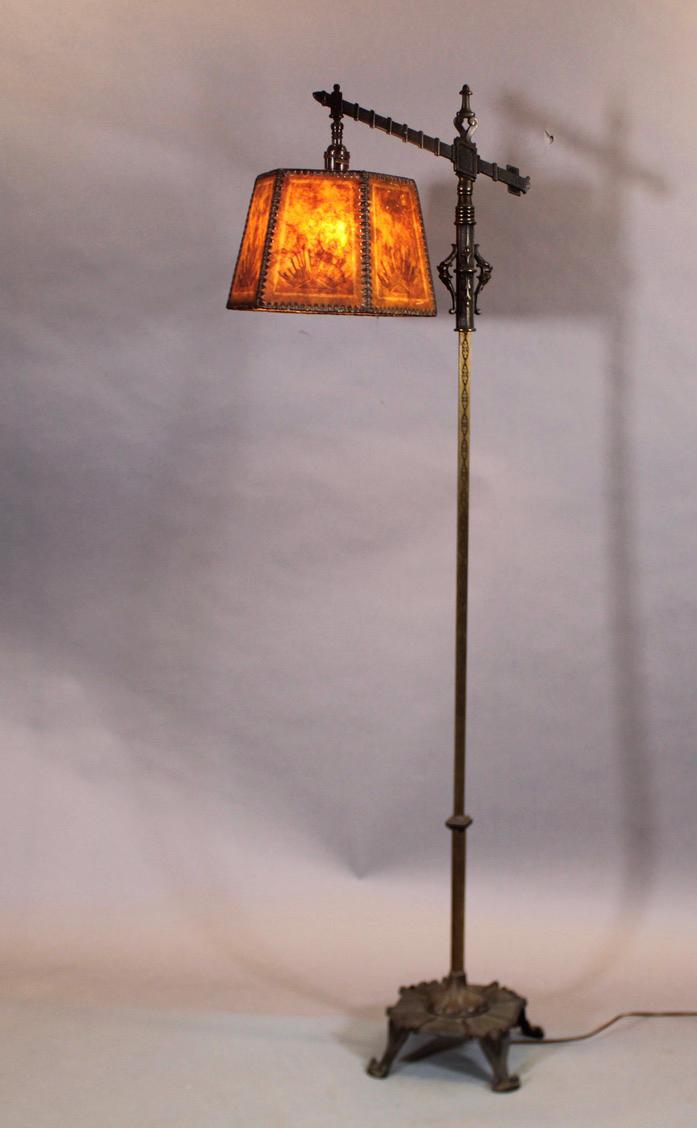 40553. Spanish Revival 1920's Bridge Lamp With Original Mica Shade