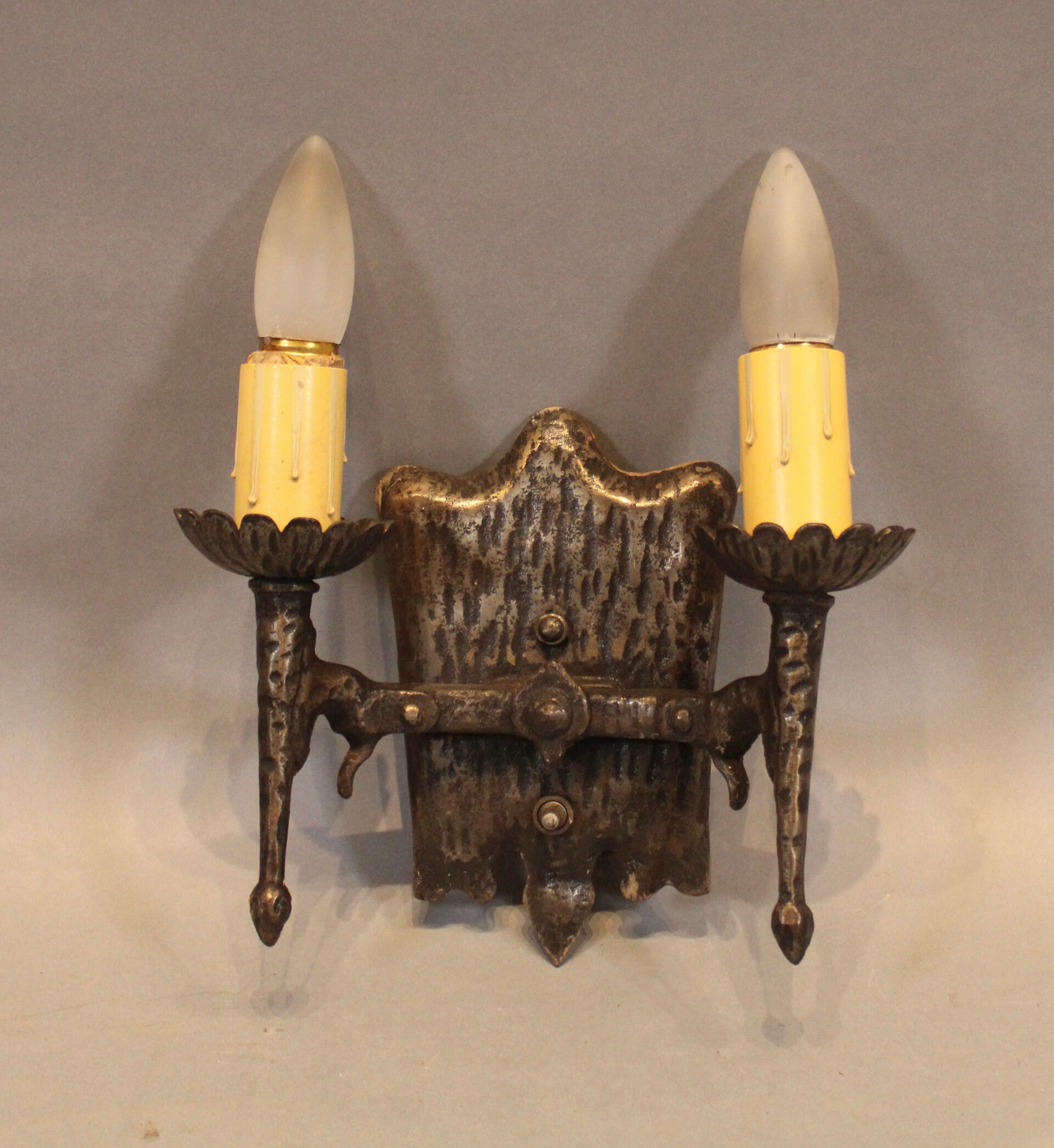Double Wall Light And Sconce, Antique Brass Finish, Clear Glass Shades – Harper Living - View #3