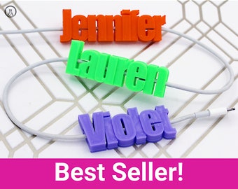 Personalised Cable Clip 3D Printed | Custom Name | Personalized Charger | iPhone & Android | Office Accessories | Small Gift | USB Cable