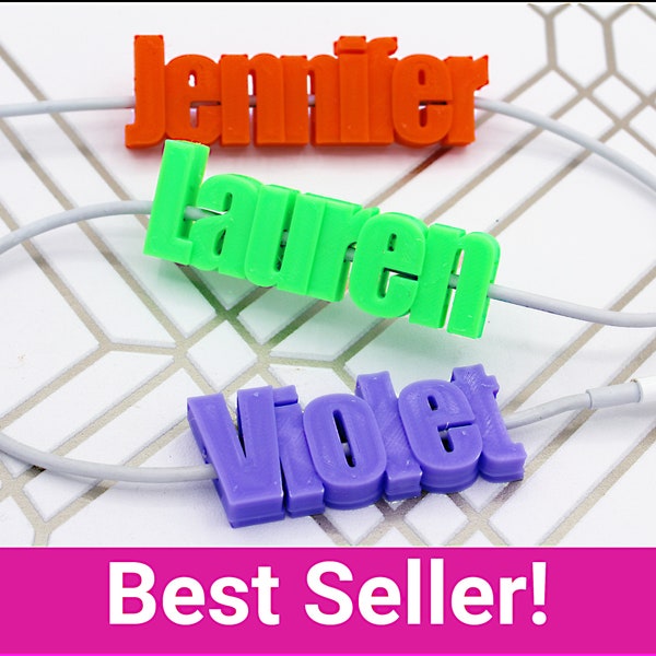 Personalised Cable Clip 3D Printed | Custom Name | Personalized Charger | iPhone & Android | Office Accessories | Small Gift | USB Cable