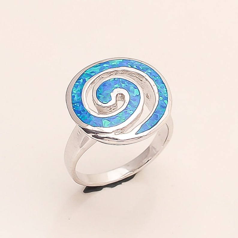 Real Australian October Birthstone Fire Opal Ring 925 Sterling Silver Women Spiral Ring Jewelry Handmade Designer Columbus Fine Gift Jewelry