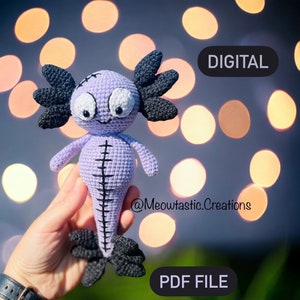 Zombilotl crochet pattern, amigurumi,  tutorial, pdf file, zombie axolotl