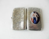 Antique Solid Silver Enamel Nude Lady Cigarette Case by William Henry Sparrow 1911