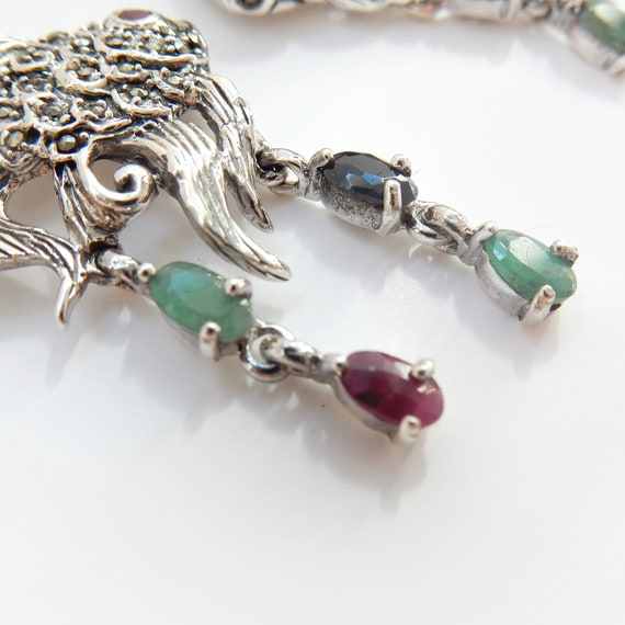 Sterling Silver Emerald Ruby Sapphire Fish Earrin… - image 4