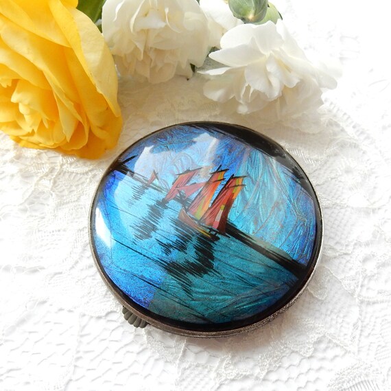 Vintage Gwenda Butterfly Wing Mirror Compact Saili