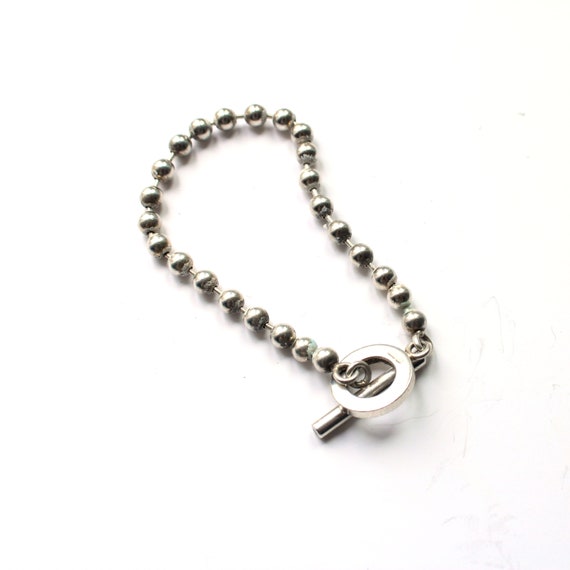 Solid Silver Gucci Boule Ball Chain Toggle Bracel… - image 4