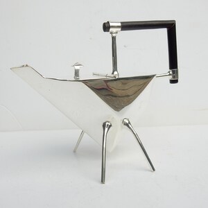 Large Art Deco Silverplate Christopher Dresser Architectural Tea Pot Signed