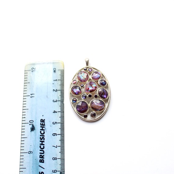 Large Faceted Abalone Shell Iridescent Pendant - image 5