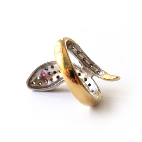 Solid Silver CZ Ruby Snake Ring - image 6