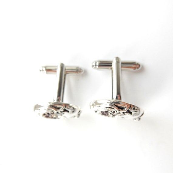 Sterling Silver Ruby Sun Moon Astrology Cufflinks… - image 4