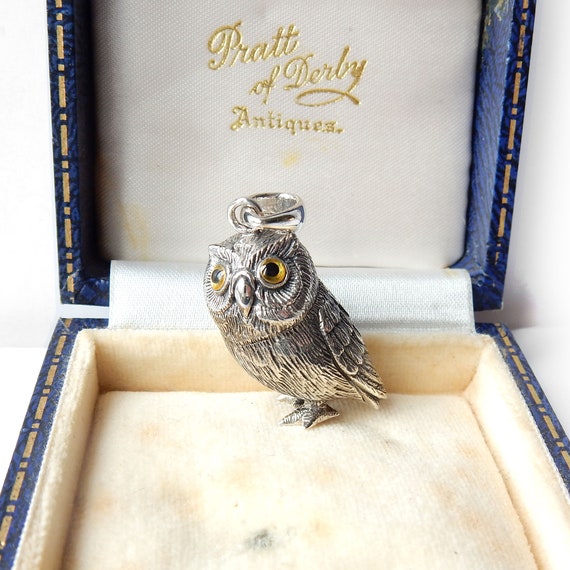 Solid Silver Owl Pendant Charm - image 7