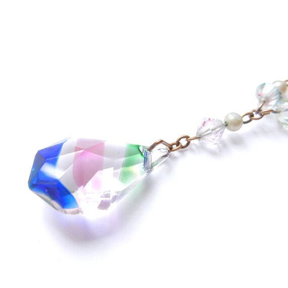 Antique Art Deco Iris Rainbow Glass Lavalier Bead… - image 4