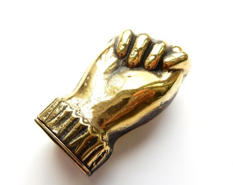 Brass Mano Figa Fist Hand Vesta Match Safe Snuff Box