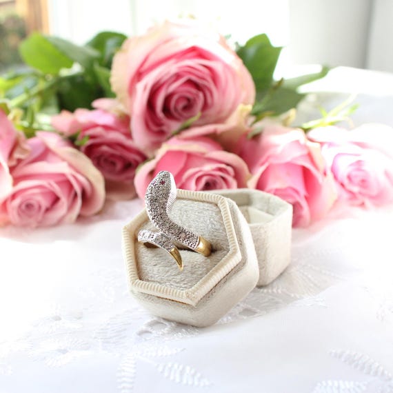 Solid Silver CZ Ruby Snake Ring - image 1