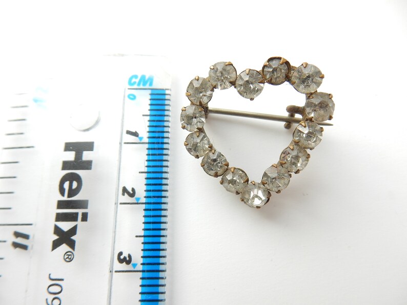 Vintage Heart Brooch Clear Rhinestone Romantic Jewelery Vintage Costume Jewelry